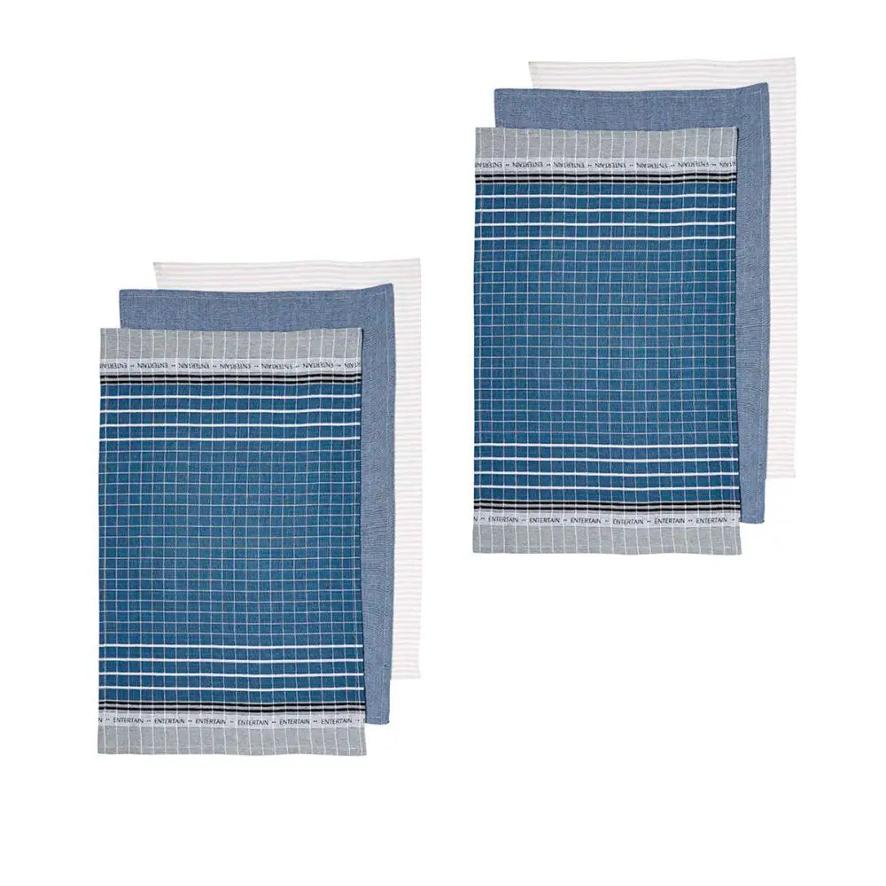 Ladelle Entertainer Set of 6 Cotton Kitchen Towels Blue - Home & Garden > Kitchenware