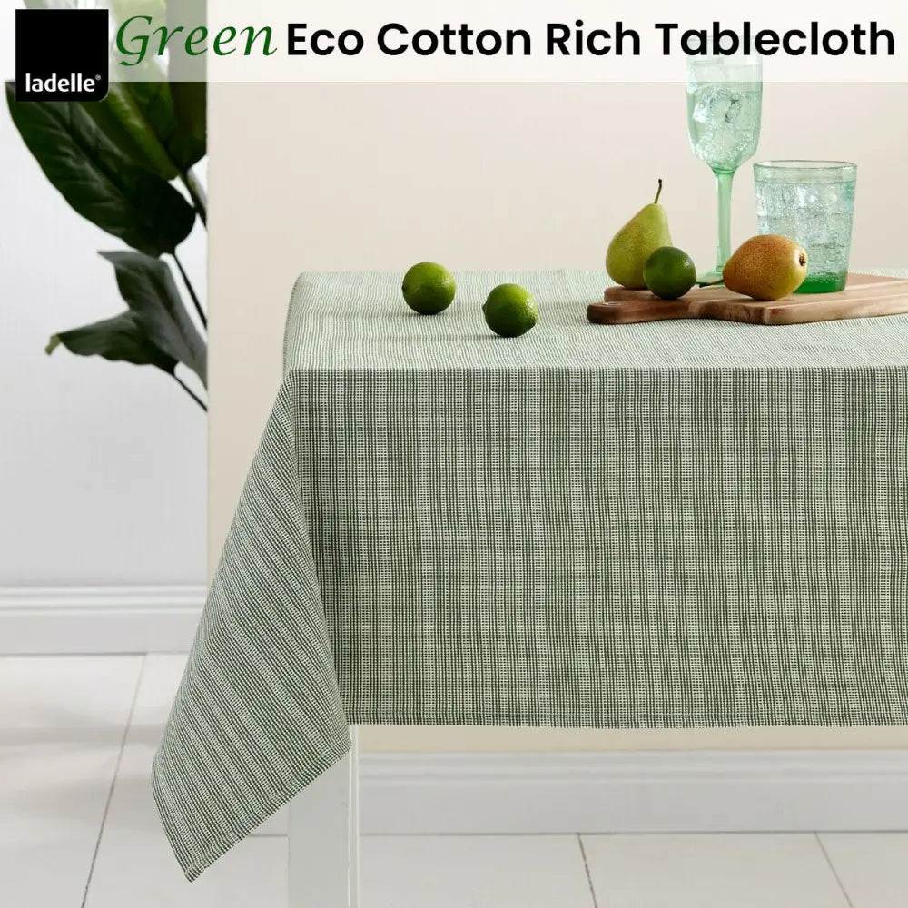 Ladelle Green Eco Cotton Rich Tablecloth 150 x 300 cm - Home & Garden > Kitchenware