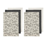 Ladelle Grown Ivy Set of 6 Cotton Kitchen Towels Charcoal - Home & Garden > Kitchenware