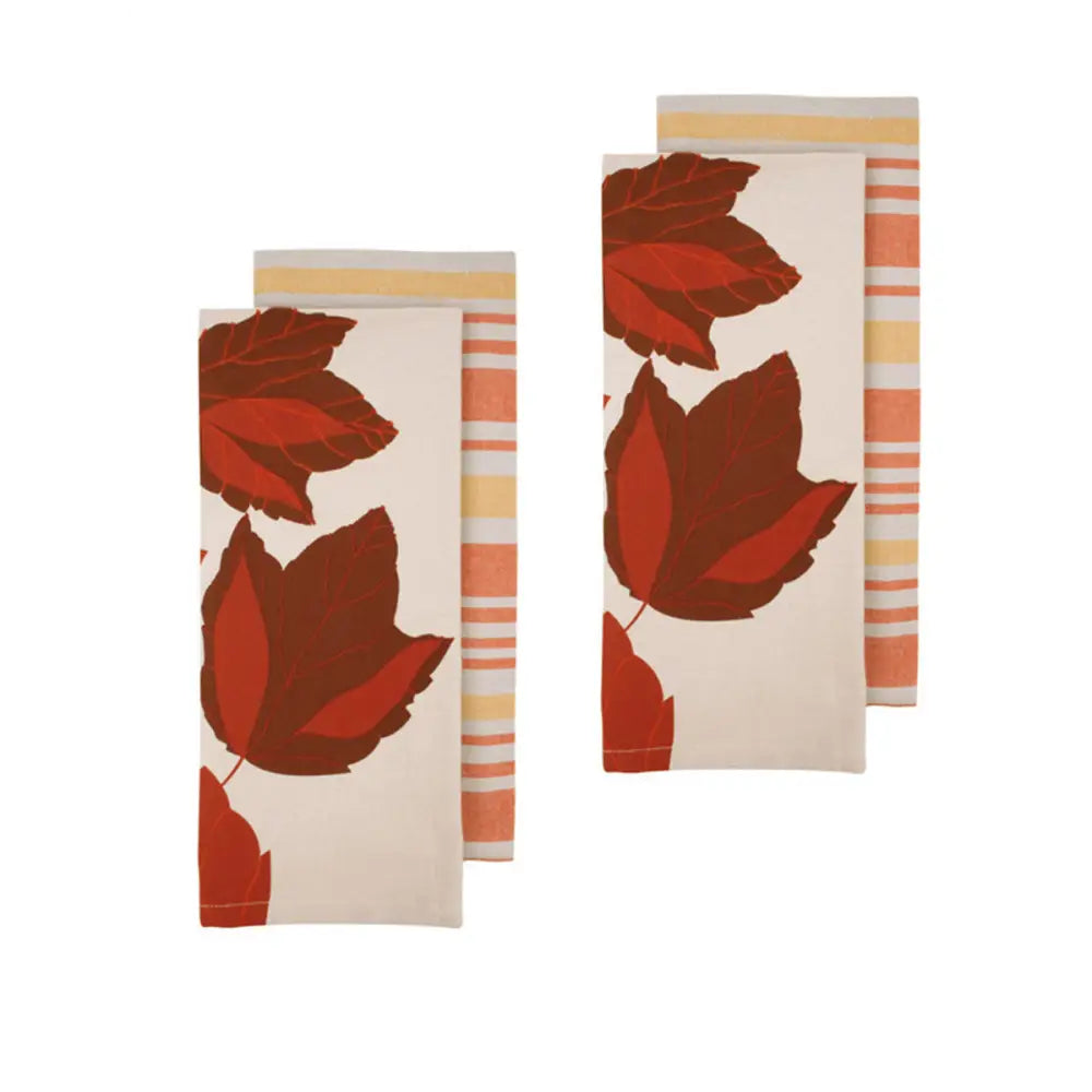 Ladelle Harvest Time Set of 4 Cotton Kitchen Towels Red - Home & Garden > Kitchenware