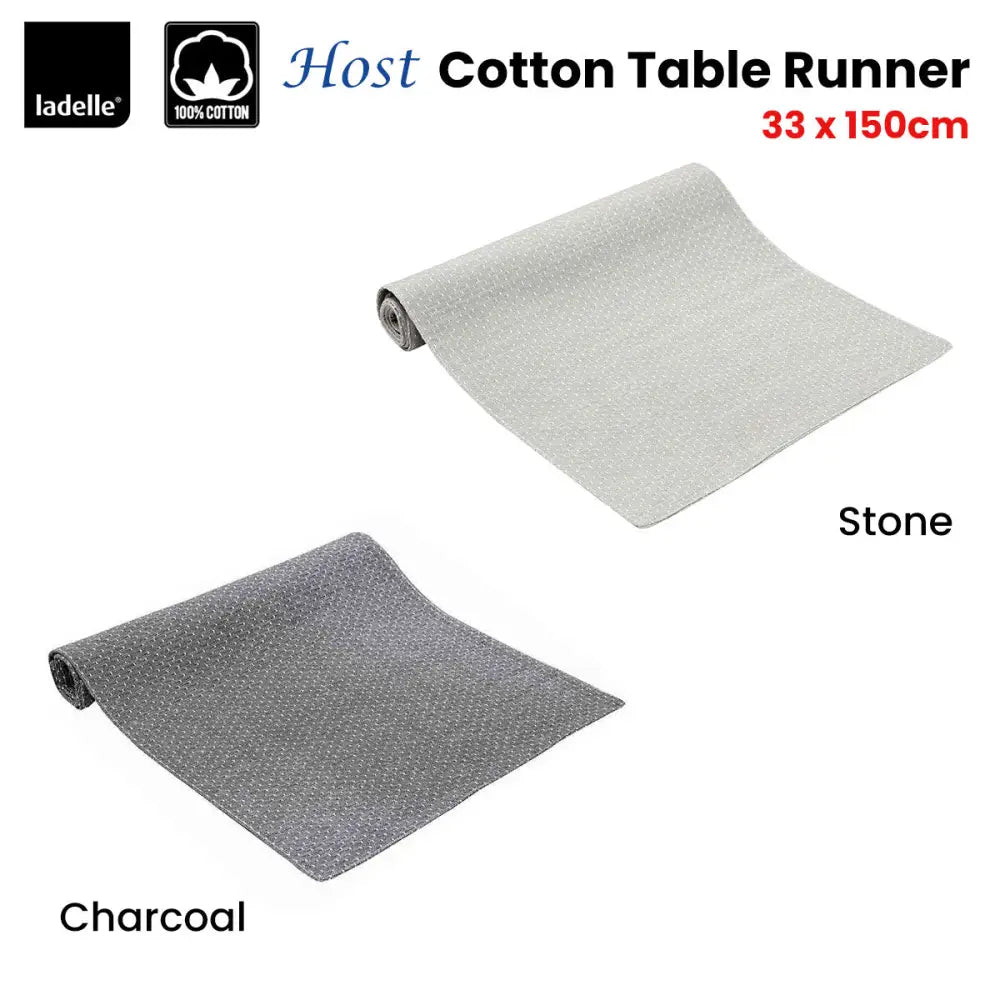 Ladelle Host Cotton Table Runner 33 x 150 cm Stone - Home & Garden > Kitchenware