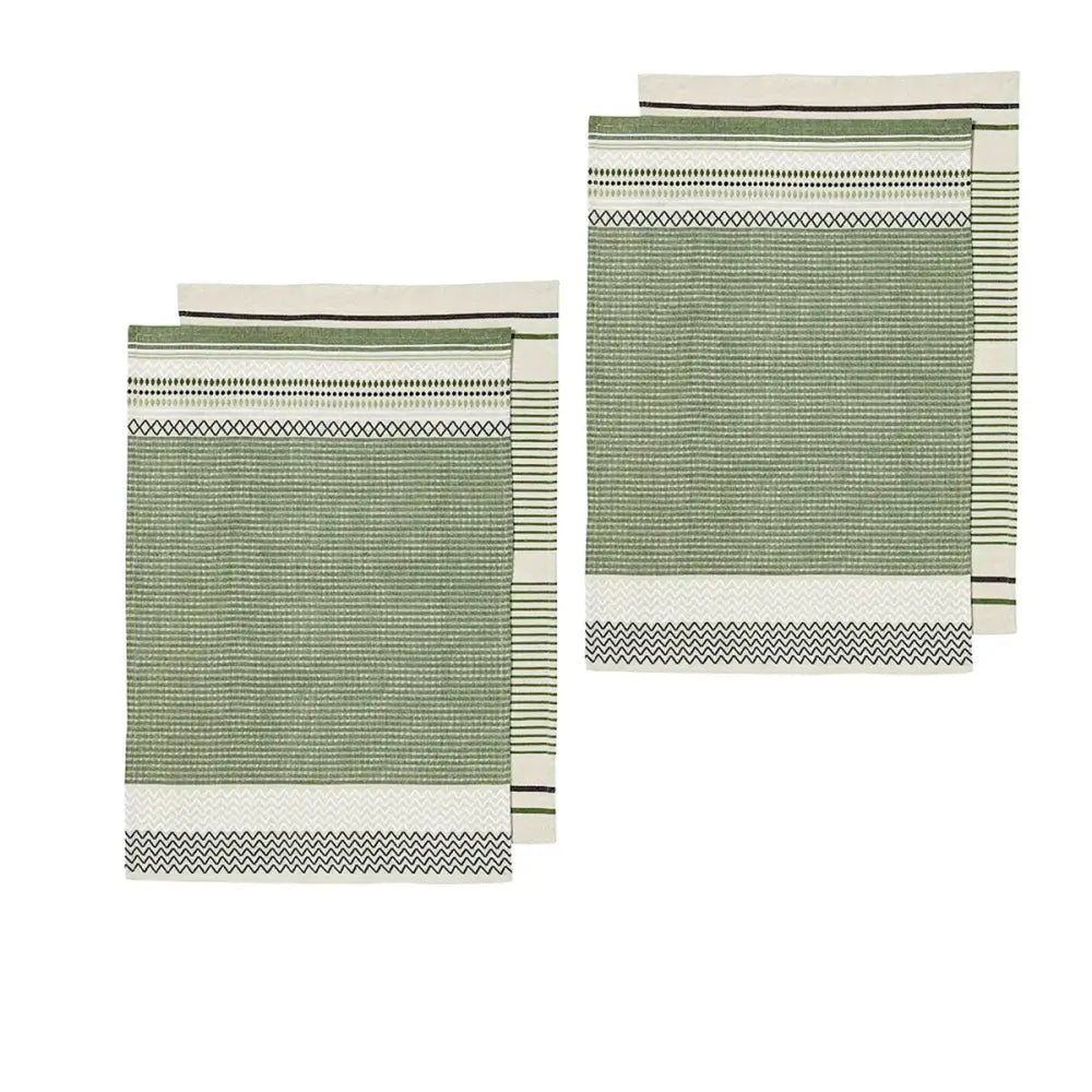 Ladelle Intrinsic Set of 4 Cotton Kitchen Towels Bold Green - Home & Garden > Kitchenware