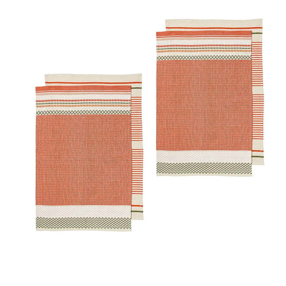 Ladelle Intrinsic Set of 4 Cotton Kitchen Towels Bold Rust - Home & Garden > Kitchenware