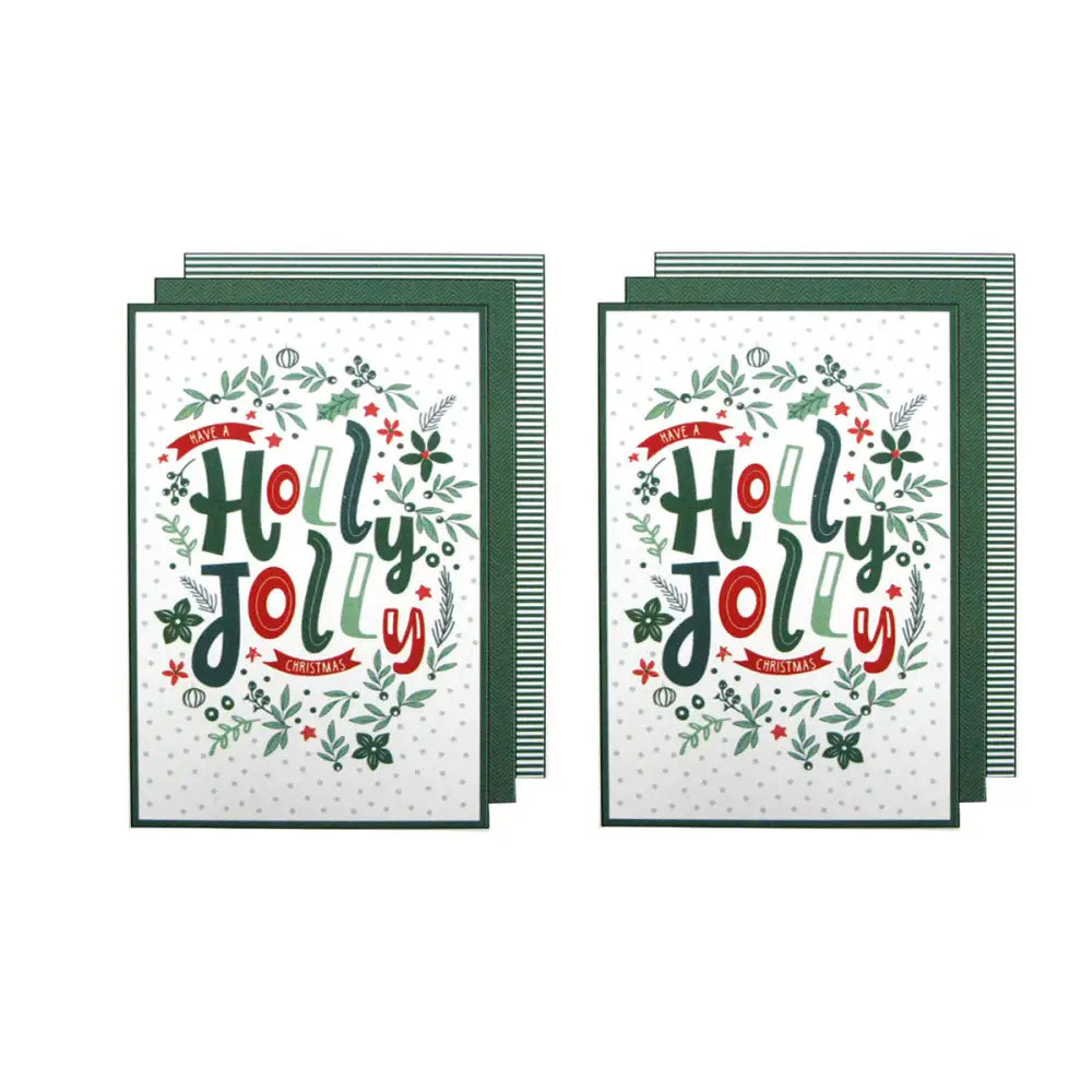 Ladelle Joyful Jolly Christmas Set of 6 Cotton Kitchen Towels Green - Home & Garden > Kitchenware