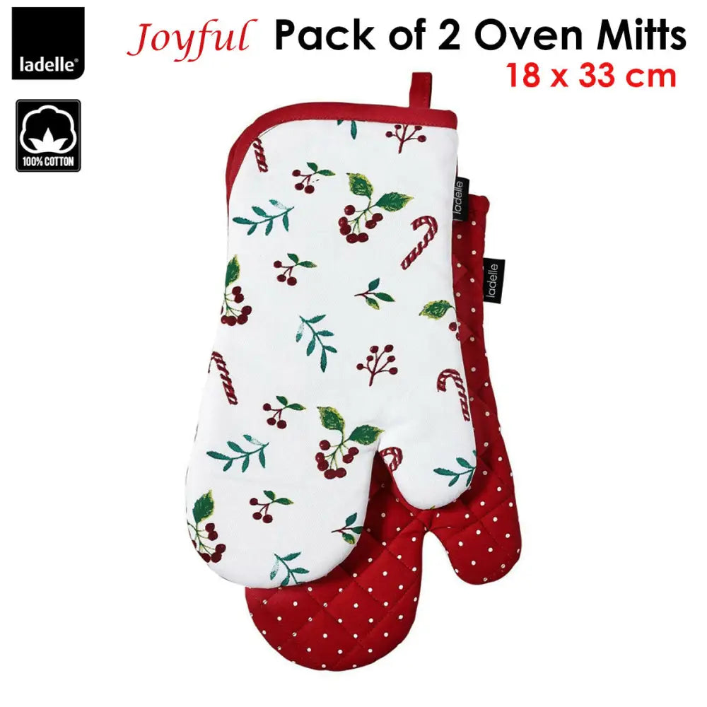 Ladelle Joyful Red Set of 2 Oven Mitts 18 x 33 cm - Home & Garden > Kitchenware