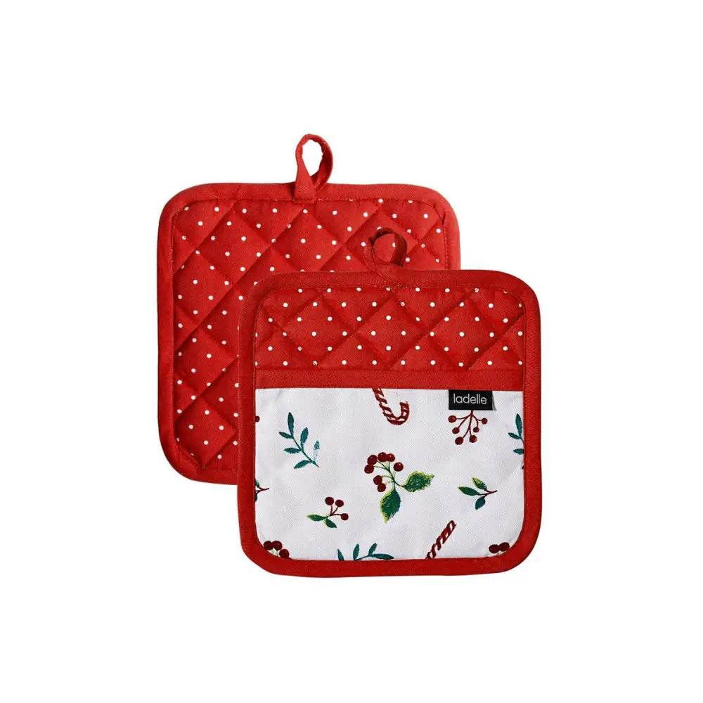 Ladelle Joyful Red Set of 2 Pot Holders 21 x 21 cm - Home & Garden > Kitchenware