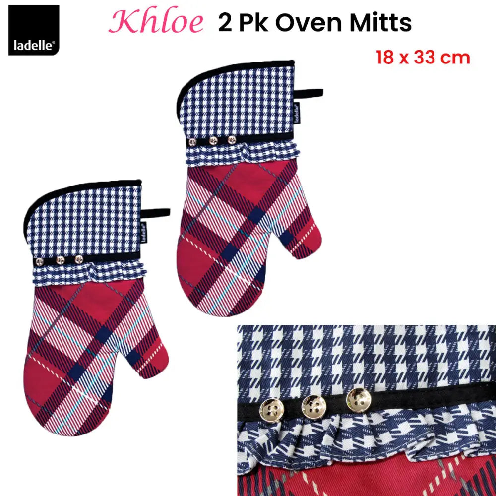 Ladelle Khloe Multi Set of 2 Oven Mitts 18 x 33 cm - Home & Garden > Kitchenware