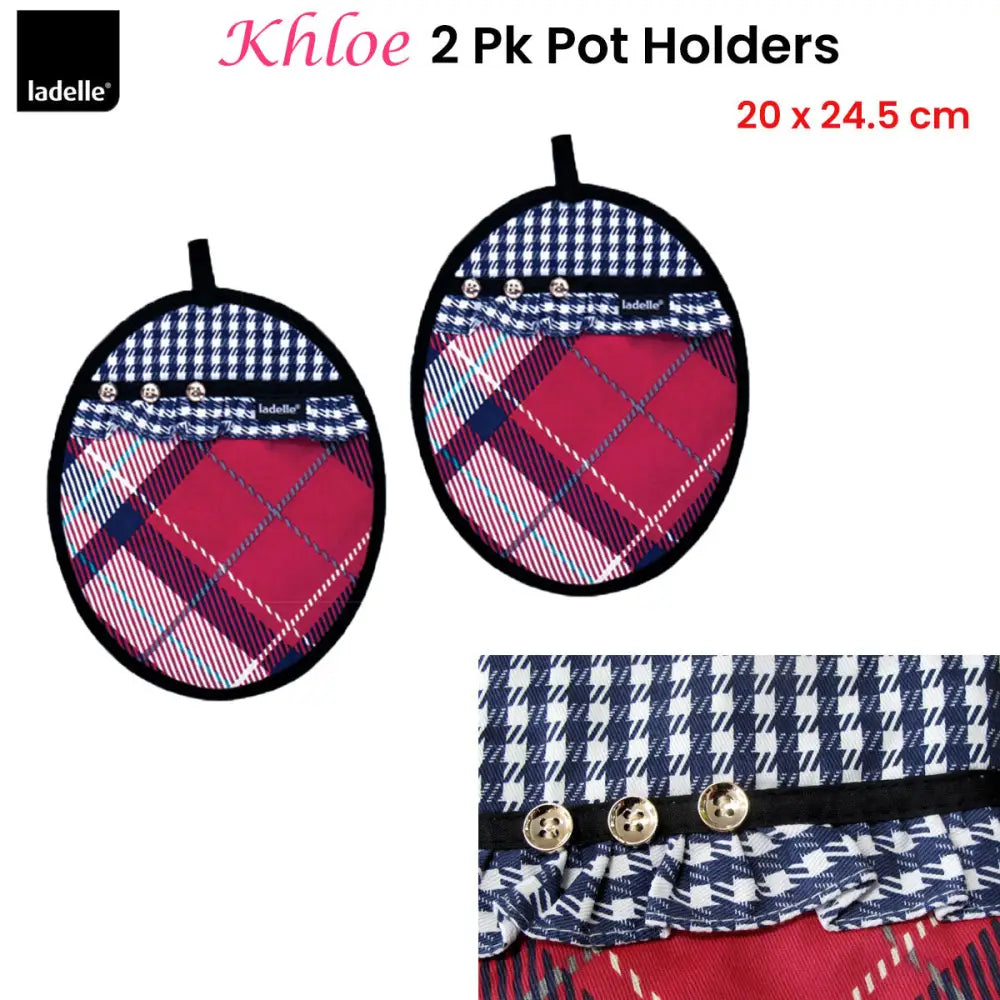 Ladelle Khloe Multi Set of 2 Pot Holders 20 x 24.5 cm - Home & Garden > Kitchenware