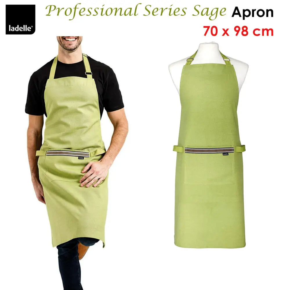 Ladelle Professional Series Sage Cotton Apron - Home & Garden > Kitchenware