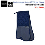 Ladelle Professional Series Stripe Navy Double Oven Mitt 20 x 94 cm - Home & Garden > Kitchenware