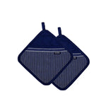 Ladelle Professional Series Stripe Navy Set of 2 Pot Holders 21 x 21 cm - Home & Garden > Kitchenware