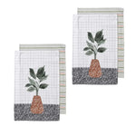 Ladelle Revive Plants Set of 4 Cotton Kitchen Towels Brown Pot - Home & Garden > Kitchenware