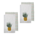 Ladelle Revive Plants Set of 4 Cotton Kitchen Towels Yellow Pot - Home & Garden > Kitchenware