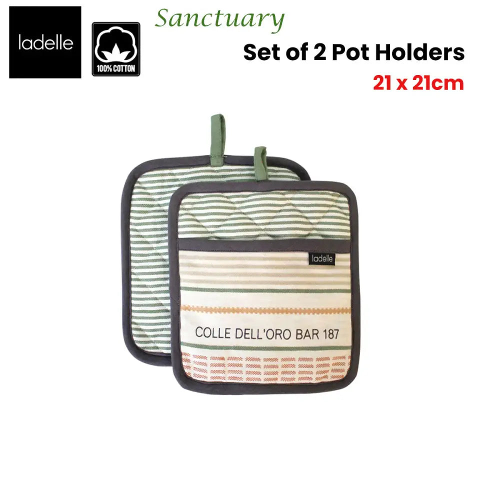 Ladelle Sanctuary Cream Set of 2 Pot Holders 21 x 21 cm - Home & Garden > Kitchenware
