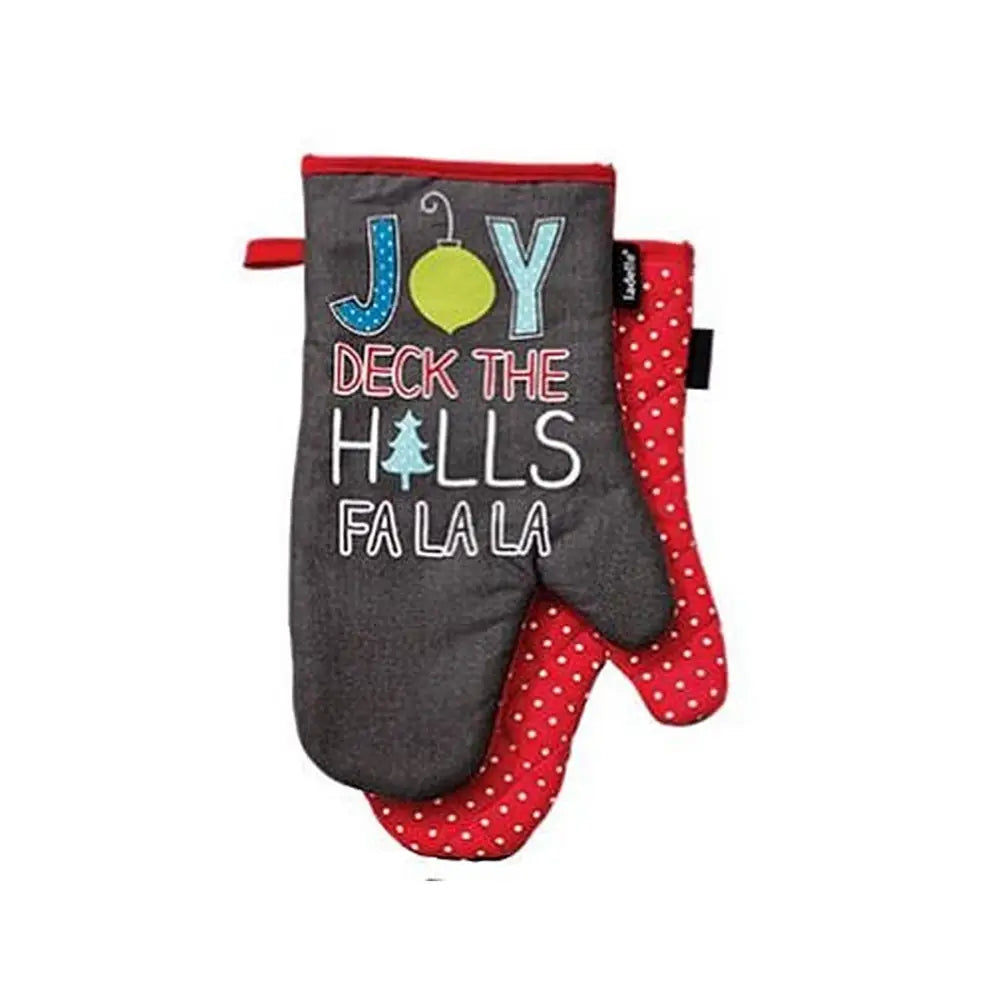 Ladelle Set of 2 - Be Merry Kitchen / BBQ Oven Mitt - Home & Garden > Kitchenware