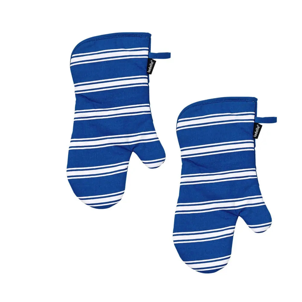 Ladelle Set of 2 Butcher Stripe Cobalt Blue Oven Mitt - Home & Garden > Kitchenware