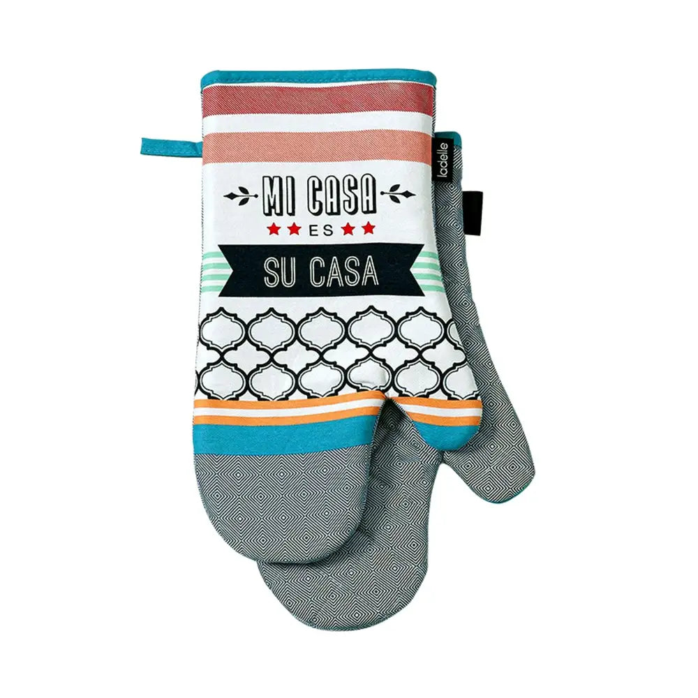 Ladelle Set of 2 - Mi Casa Cotton Kitchen / BBQ Oven Mitts - Home & Garden > Kitchenware