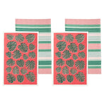 Ladelle Set of 4 Bahamas Kitchen / Cleaning 100% Cotton Tea Towels Coral - Home & Garden > Kitchenware