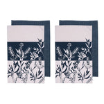 Ladelle Set of 4 Homespun Flower Cotton Kitchen Tea Towels 50 x 70 cm Denim - Home & Garden > Kitchenware