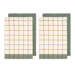 Ladelle Set of 4 Retreat Cotton Kitchen Tea Towels 50 x 70 cm Green - Home & Garden > Kitchenware