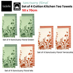 Ladelle Set of 4 Sanctuary Floral Cotton Kitchen Tea Towels 50 x 70 cm Mix - Home & Garden > Kitchenware