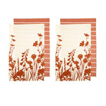 Ladelle Set of 4 Sanctuary Floral Cotton Kitchen Tea Towels 50 x 70 cm Terracotta - Home & Garden > Kitchenware