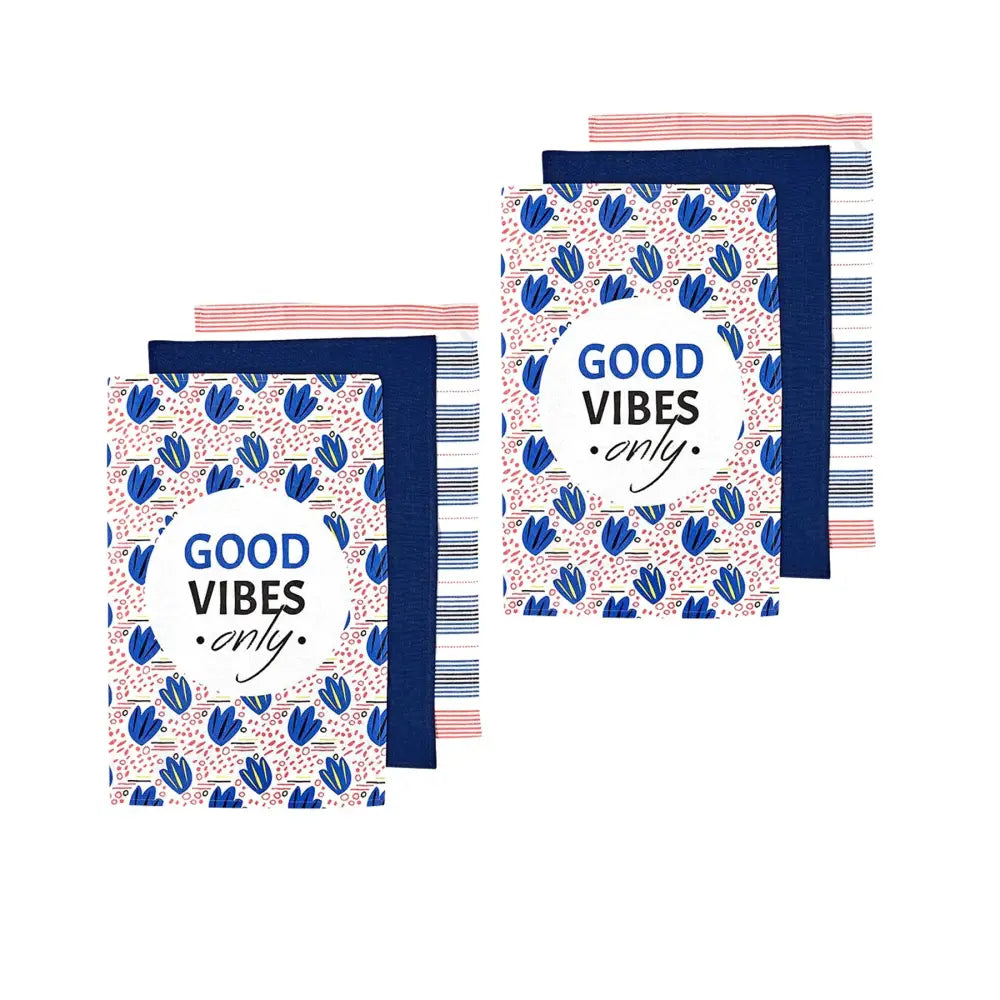 Ladelle Set of 6 Arise Good Vibes Tea Towels Blue - Home & Garden > Kitchenware