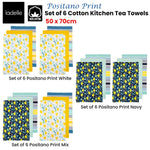 Ladelle Set of 6 Positano Cotton Kitchen Tea Towels 50 x 70 cm Mix - Home & Garden > Kitchenware