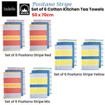 Ladelle Set of 6 Positano Stripe Cotton Kitchen Tea Towels 50 x 70 cm Mix - Home & Garden > Kitchenware