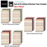 Ladelle Set of 6 Sanctuary Cotton Kitchen Tea Towels 50 x 70 cm Rust - Home & Garden > Kitchenware