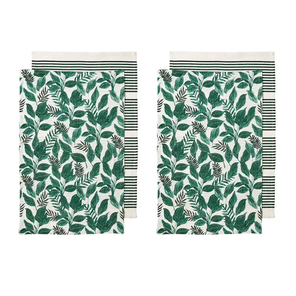 Ladelle Tierra Set of 4 Cotton Kitchen Towels Green - Home & Garden > Kitchenware