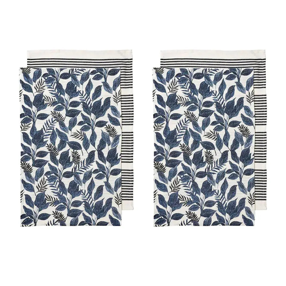 Ladelle Tierra Set of 4 Cotton Kitchen Towels Navy - Home & Garden > Kitchenware