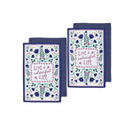 Ladelle Villa Set of 4 Cotton Kitchen Towels Blue - Home & Garden > Kitchenware