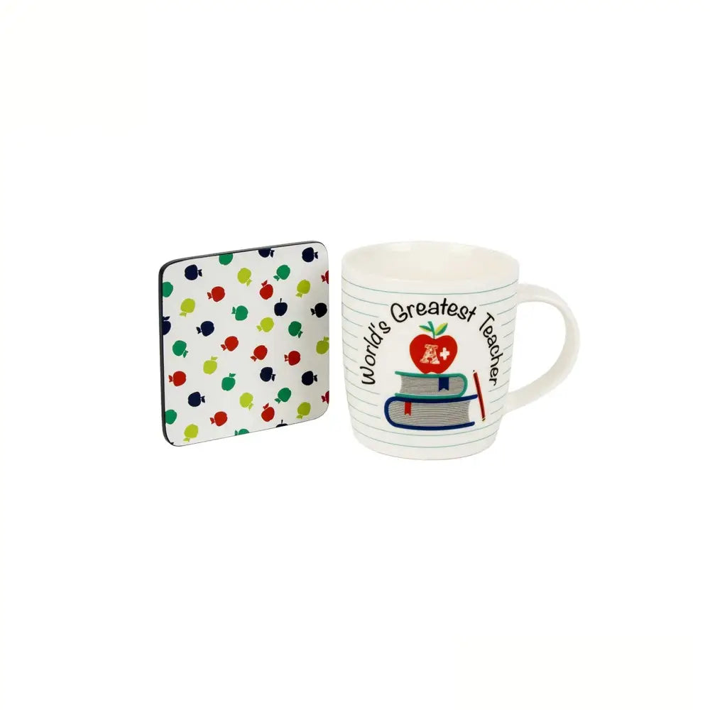 Ladelle World’s Greatest Teacher Mug & Coaster - Home & Garden > Kitchenware