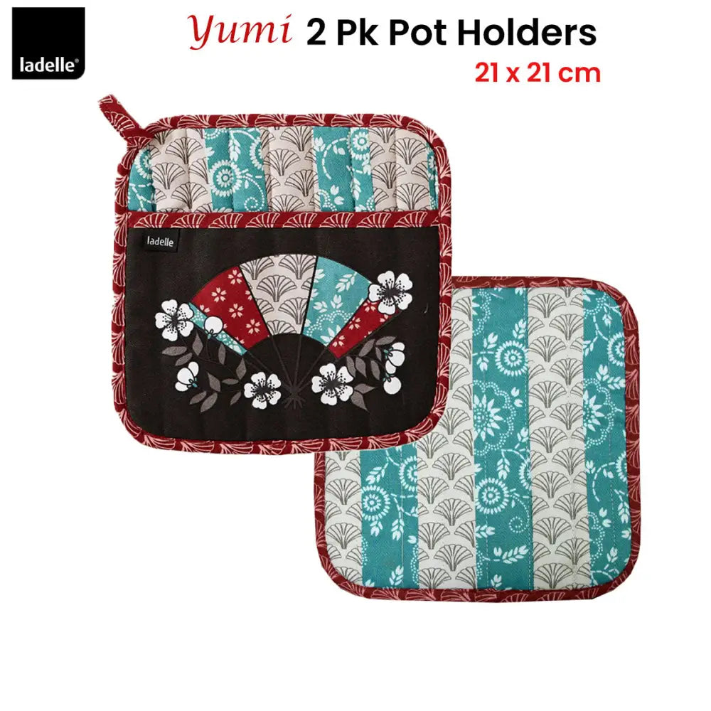 Ladelle Yumi Set of 2 Pot Holders 21 x 21 cm - Home & Garden > Kitchenware