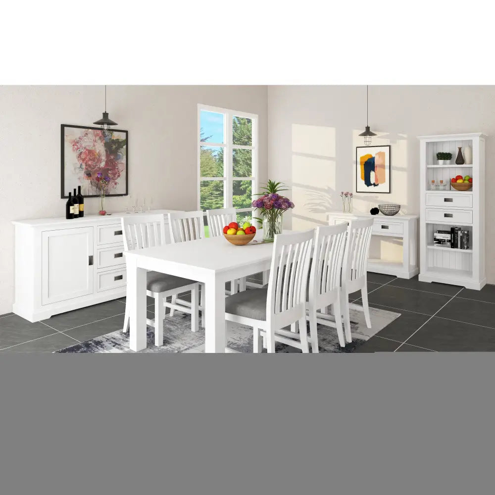 Laelia 9pc Dining Set 220cm Table 8 Chair Acacia Wood Coastal Furniture - White - Furniture > Dining