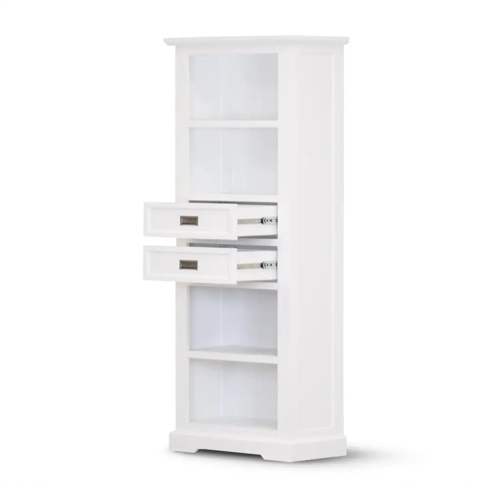 Laelia Bookshelf Bookcase 4 Tier Solid Acacia Wood Coastal Furniture - White - Furniture > Living Room