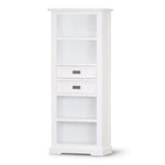 Laelia Bookshelf Bookcase 4 Tier Solid Acacia Wood Coastal Furniture - White - Furniture > Living Room