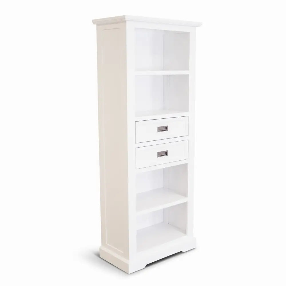 Laelia Bookshelf Bookcase 4 Tier Solid Acacia Wood Coastal Furniture - White - Furniture > Living Room