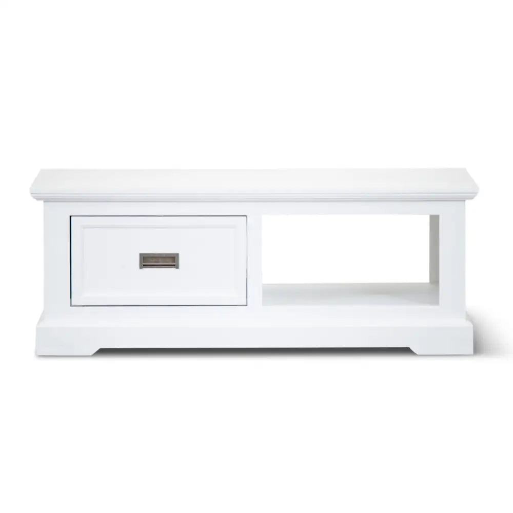 Laelia Coffee Table 120cm Solid Acacia Timber Wood Coastal Furniture - White - Furniture > Living Room