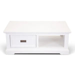 Laelia Coffee Table 120cm Solid Acacia Timber Wood Coastal Furniture - White - Furniture > Living Room