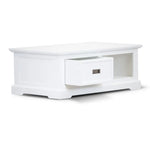 Laelia Coffee Table 120cm Solid Acacia Timber Wood Coastal Furniture - White - Furniture > Living Room
