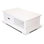 Laelia Coffee Table 120cm Solid Acacia Timber Wood Coastal Furniture - White - Furniture > Living Room