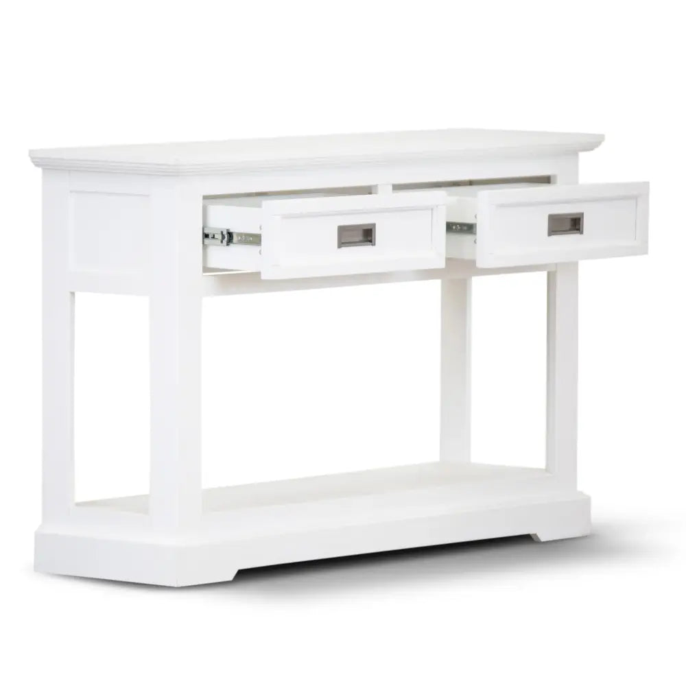 Laelia Console Hallway Entry Table 125cm Solid Acacia Timber Wood Coastal -White - Furniture > Living Room