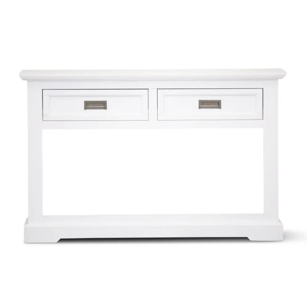Laelia Console Hallway Entry Table 125cm Solid Acacia Timber Wood Coastal -White - Furniture > Living Room