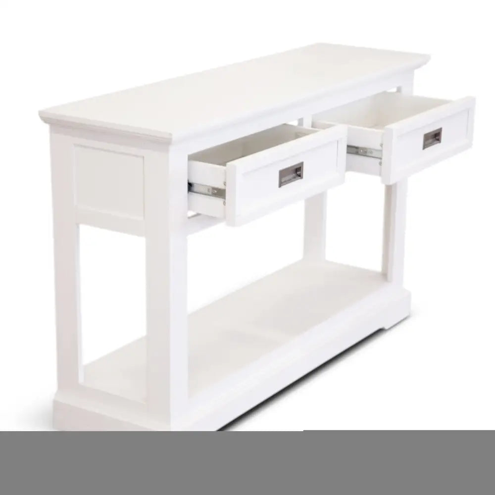 Laelia Console Hallway Entry Table 125cm Solid Acacia Timber Wood Coastal -White - Furniture > Living Room