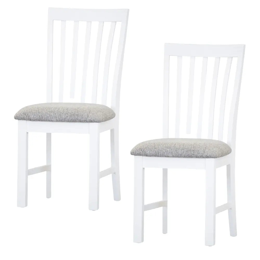 Laelia Dining Chair Set of 2 Solid Acacia Timber Wood Coastal Furniture - White - Furniture > Dining
