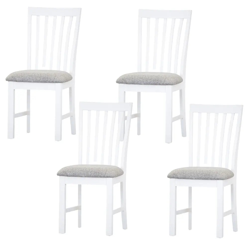 Laelia Dining Chair Set of 4 Solid Acacia Timber Wood Coastal Furniture - White - Furniture > Dining