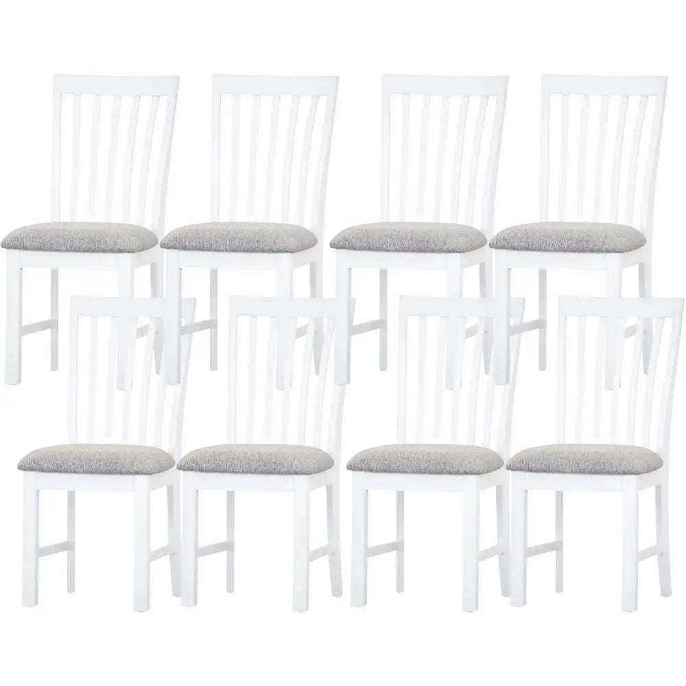 Laelia Dining Chair Set of 8 Solid Acacia Timber Wood Coastal Furniture - White - Furniture > Dining