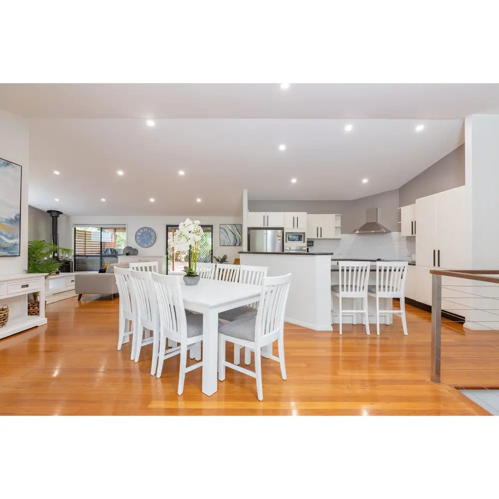 Laelia Dining Table 220cm Solid Acacia Timber Wood Coastal Furniture - White - Furniture > Dining